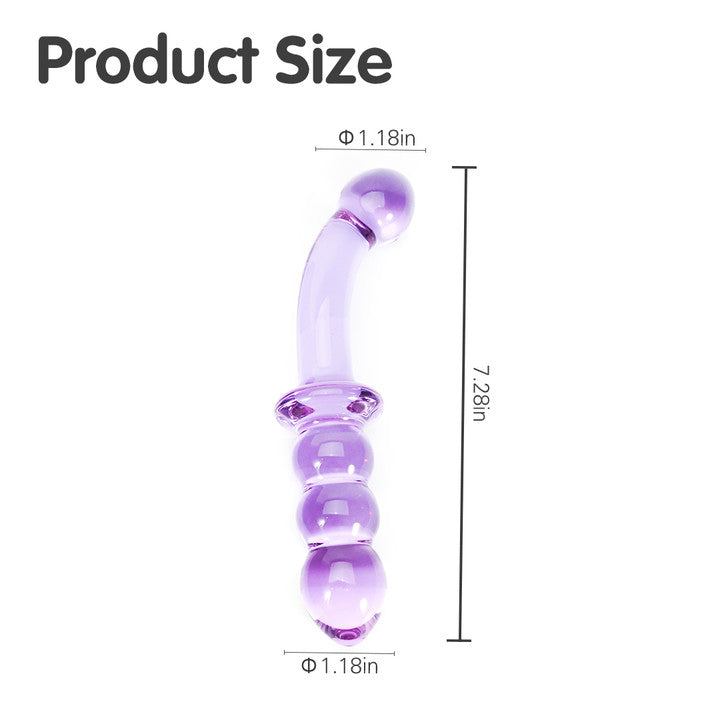 Crystal Bliss Amethyst Glass Dildo, product size guide