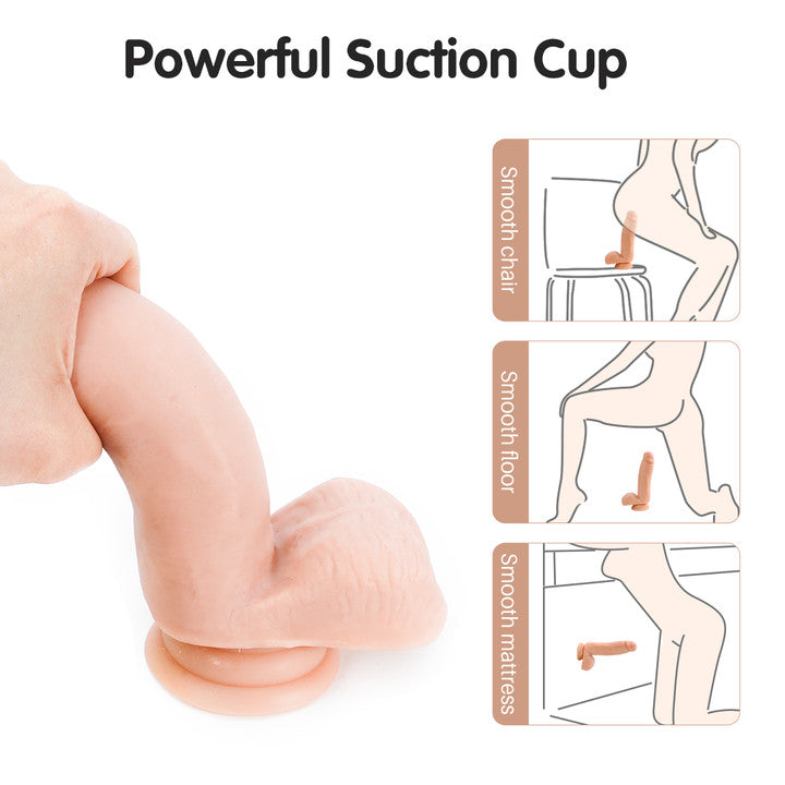 Realistic dildo with suction cup - use on multiple surfaces