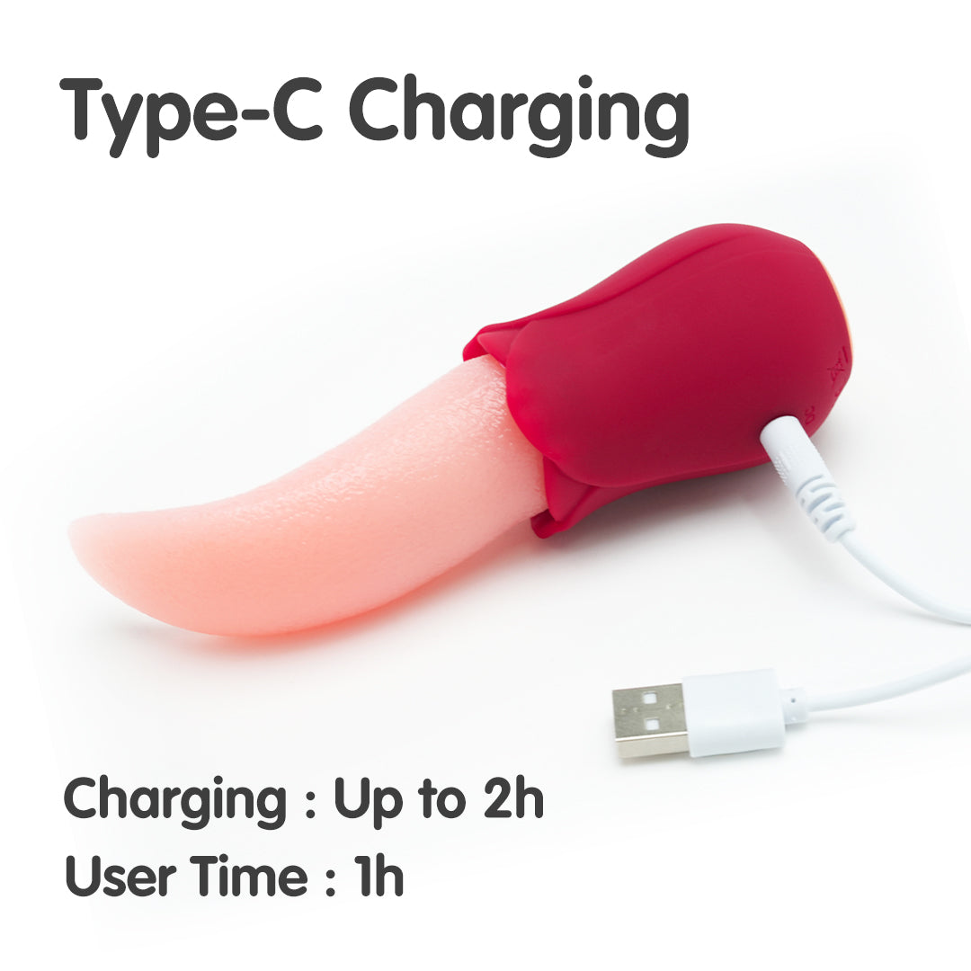 Seluna Licking Clitoral Vibrator: Type-C charging, 2h charge, 1h user time.