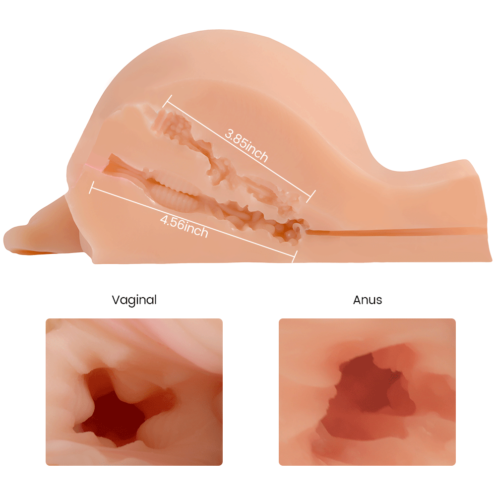 Realistic masturbator doll with vaginal and anal opening
