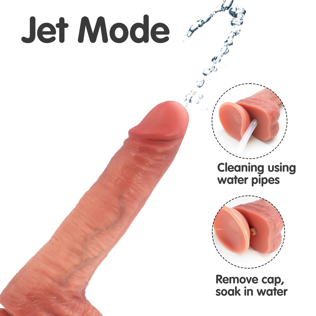 Vibrador dildo de 10.8 pulgadas Tidal Pleasure con función de empuje y chorro