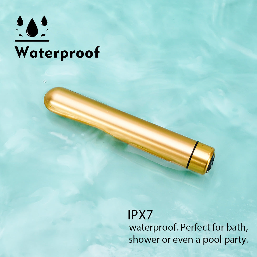 Waterproof Gold Bullet Vibrator, IPX7 for bath and shower