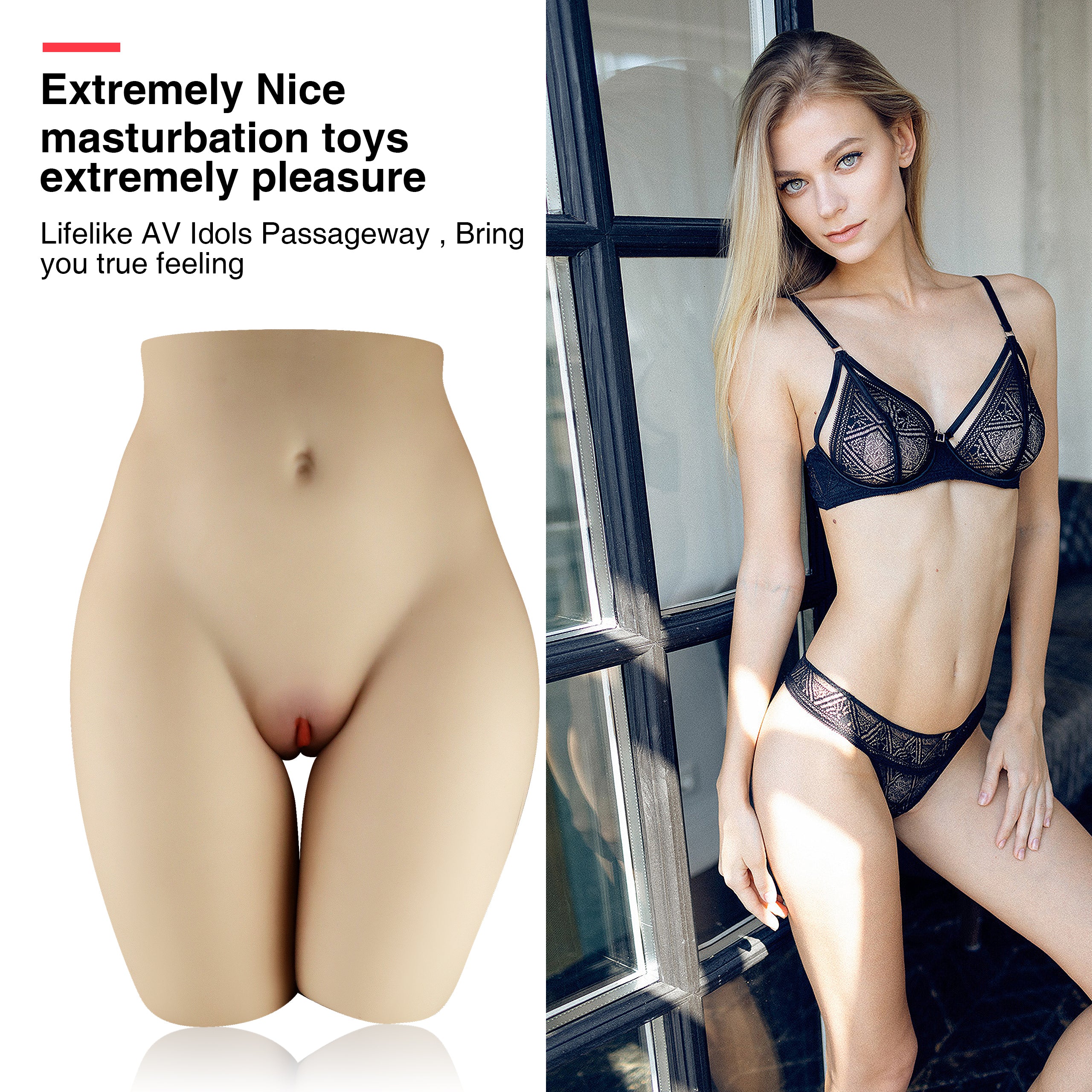 Realistic vagina doll with attractive model, masturbation toys