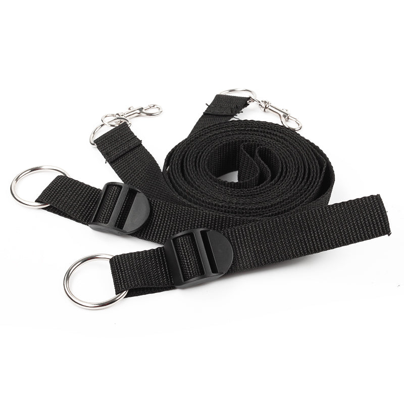 Bad Peach black bondage restraints with metal rings and clasps