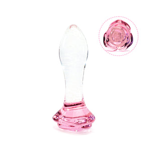 Rose Glass Luminous Butt Plug 4 Inch