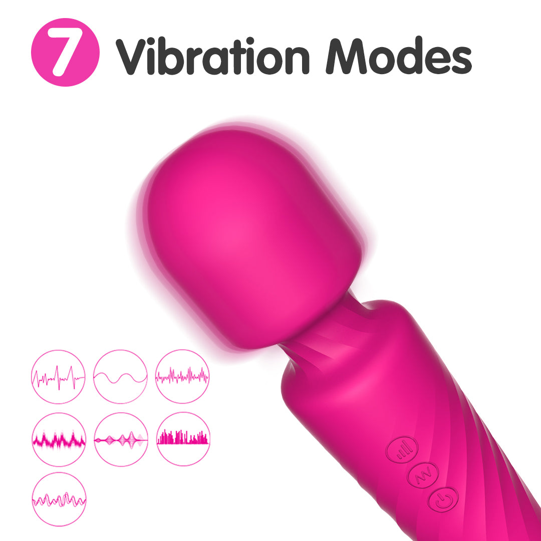 Pink massage wand with 7 vibration patterns