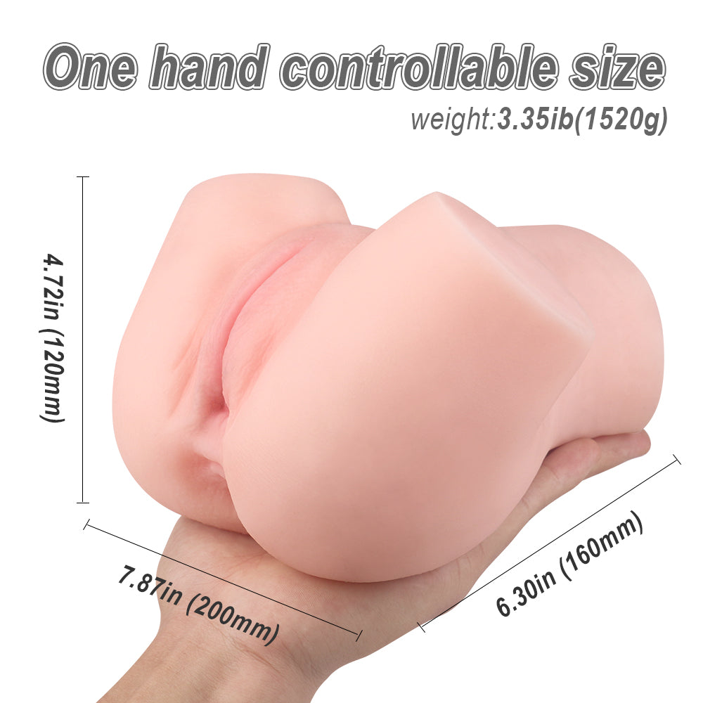 Elise Ribbed Masturbator, one hand size, featuring dimensions.