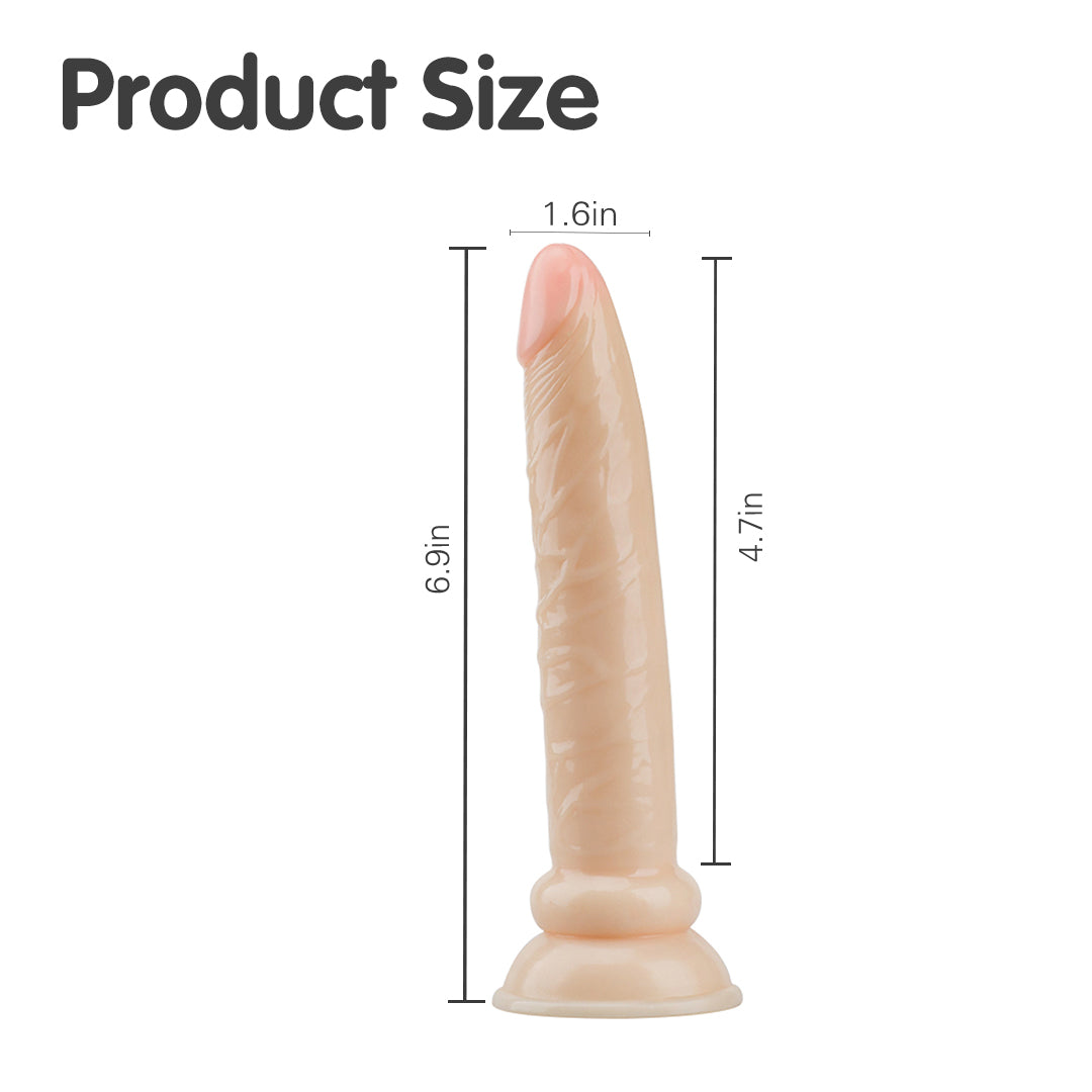 Product dimensions for a 7.5 inch suction-cup dildo