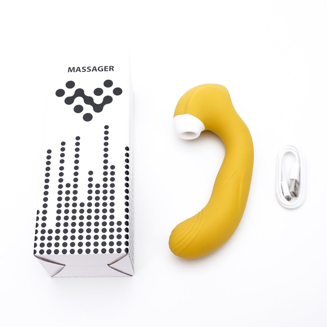 Lemon 2-in-1 Sucking Vibrator with USB cable, Massager box
