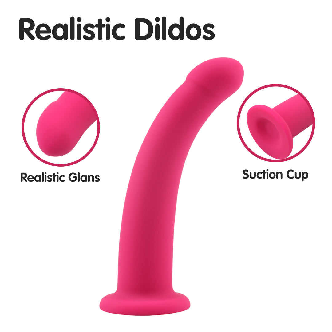 Pink dildo with realistic glans and suction cup for better experience