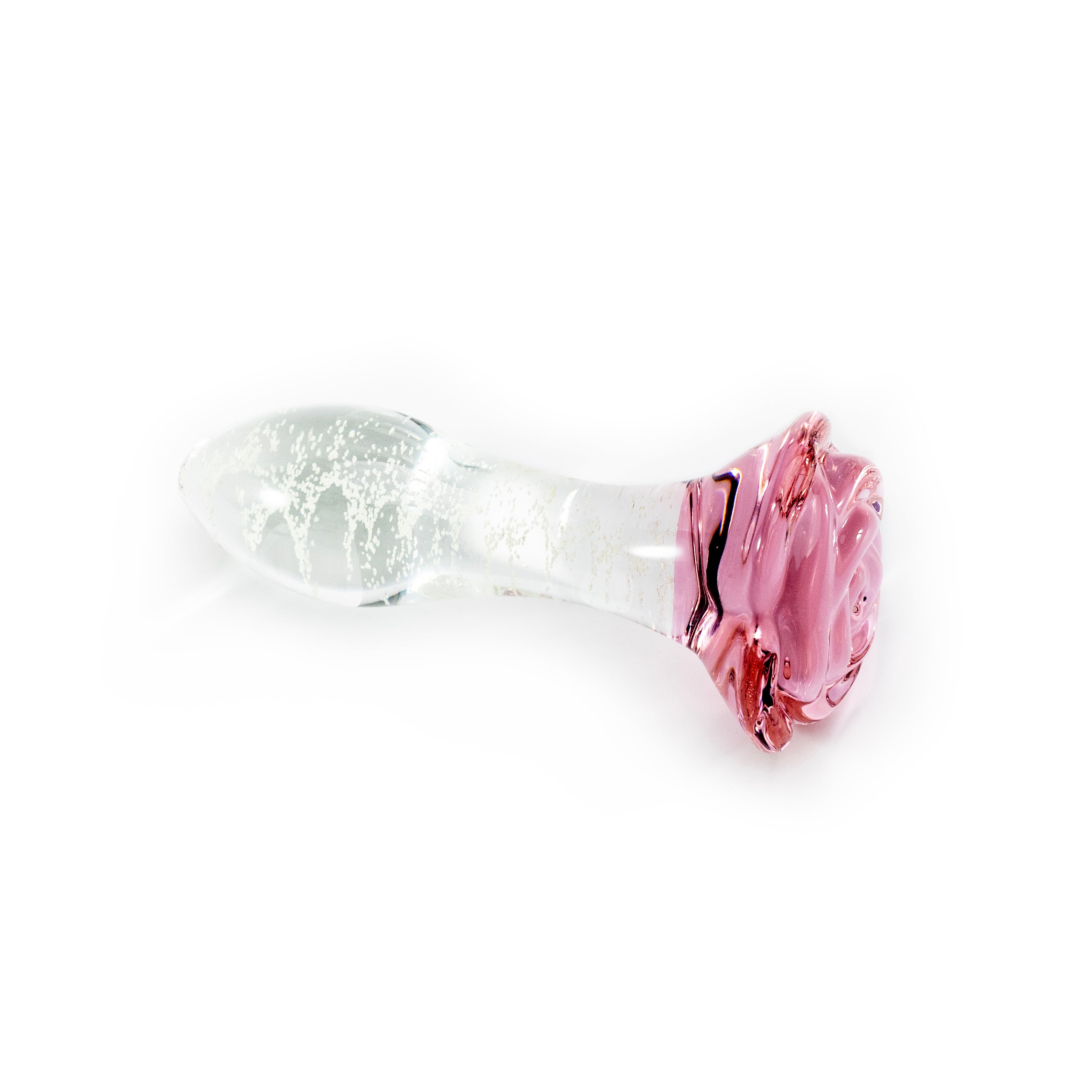 Rose Glass Luminous Butt Plug 4 Inch