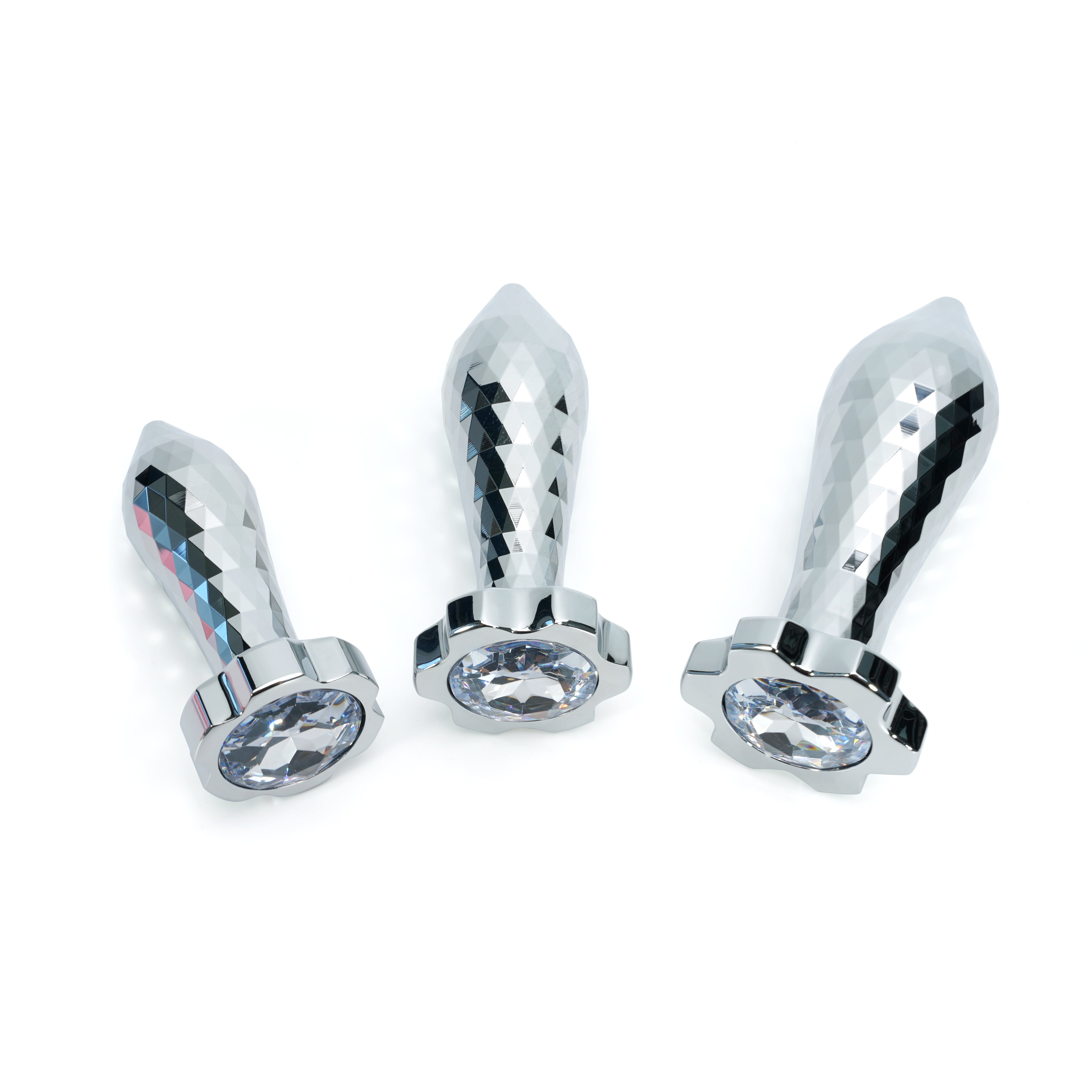 SparkSilver Diamond Rhombus Metal Butt Plug Set（3 Piece）
