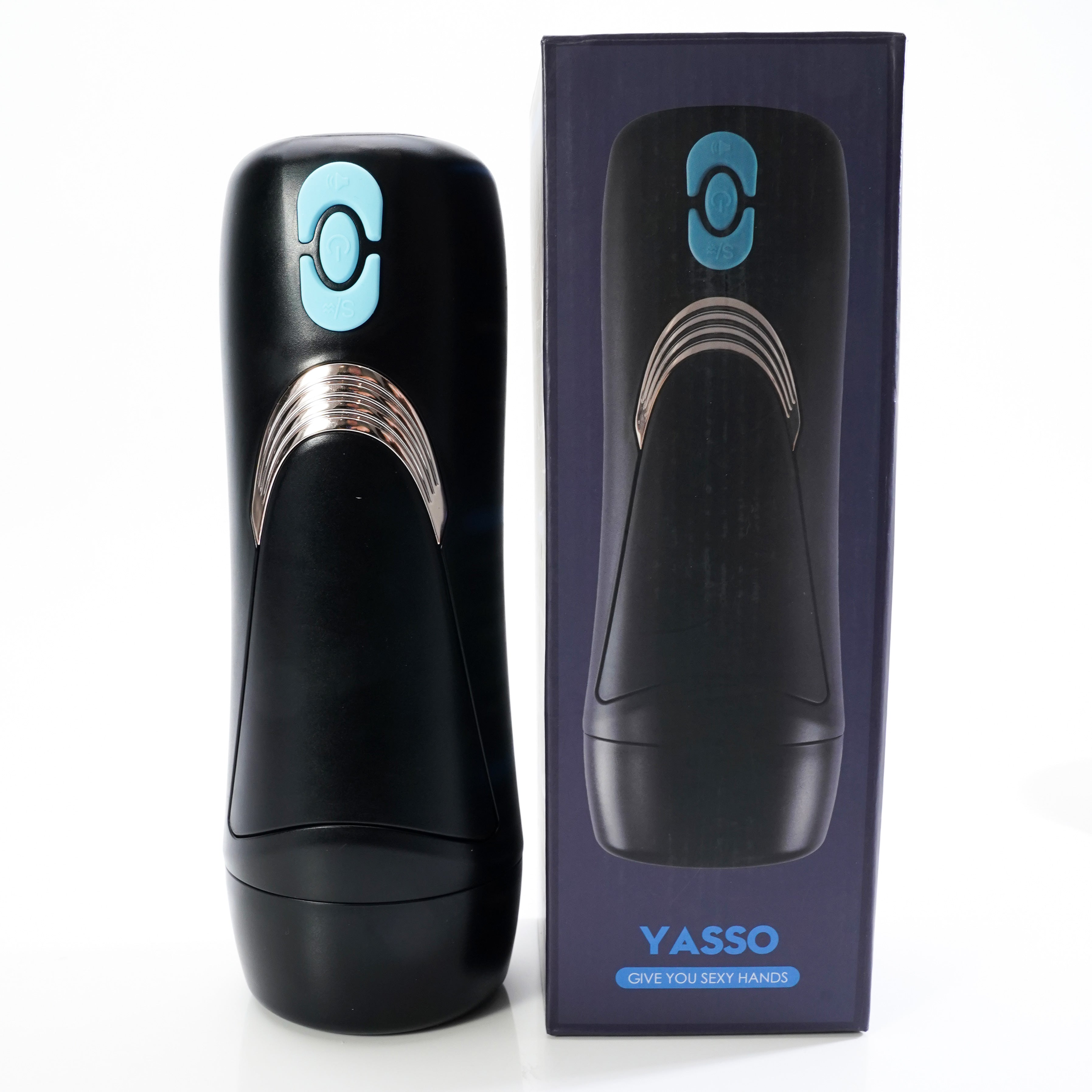 Yasso male masturbator product shot with packaging
