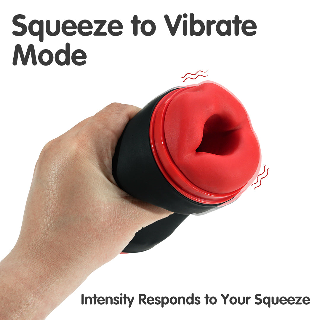Crimson Kiss Squeeze Vibrating Male Masturbator