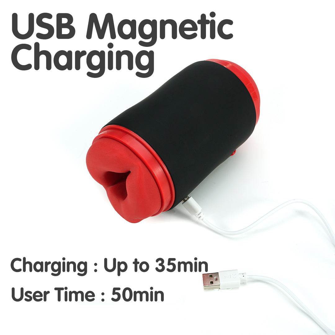 Crimson Kiss Squeeze Vibrating Male Masturbator