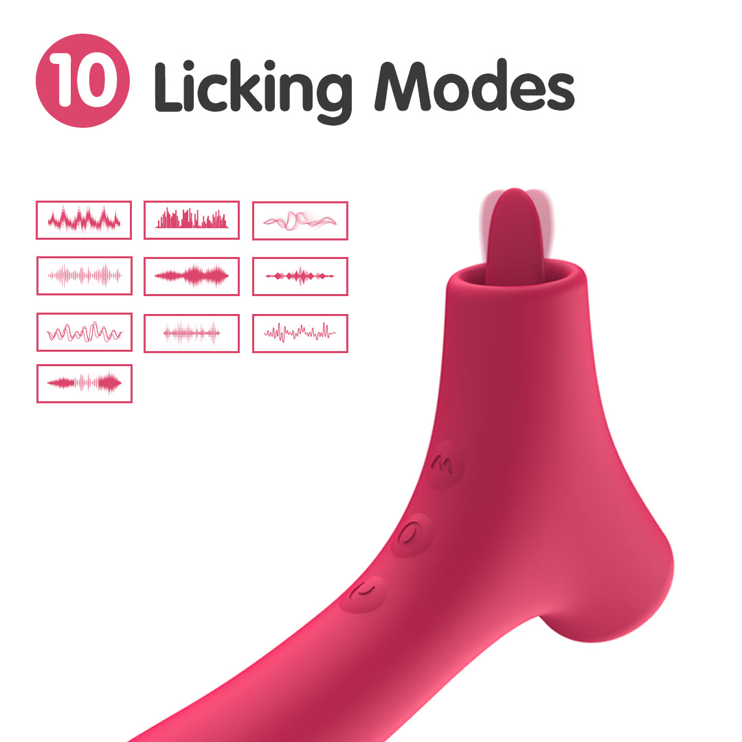 Pink vibrator with 10 licking modes for pleasure