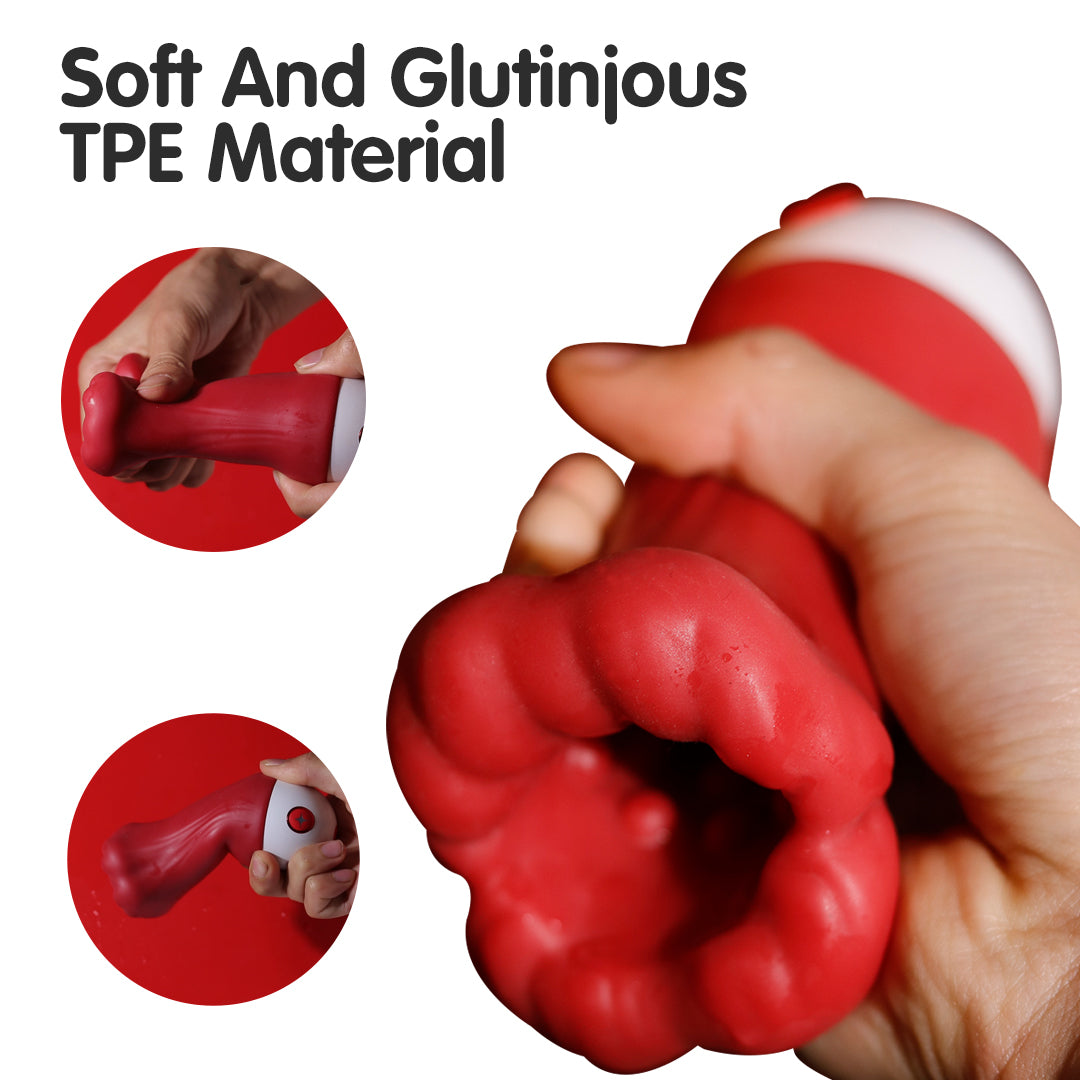 Red penis masturbator made with soft TPE material