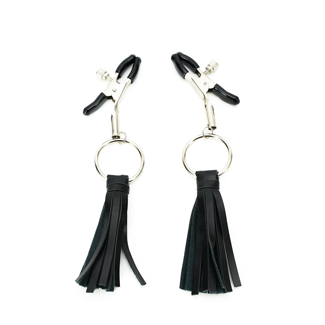 Adjustable nipple clamps with black tassels