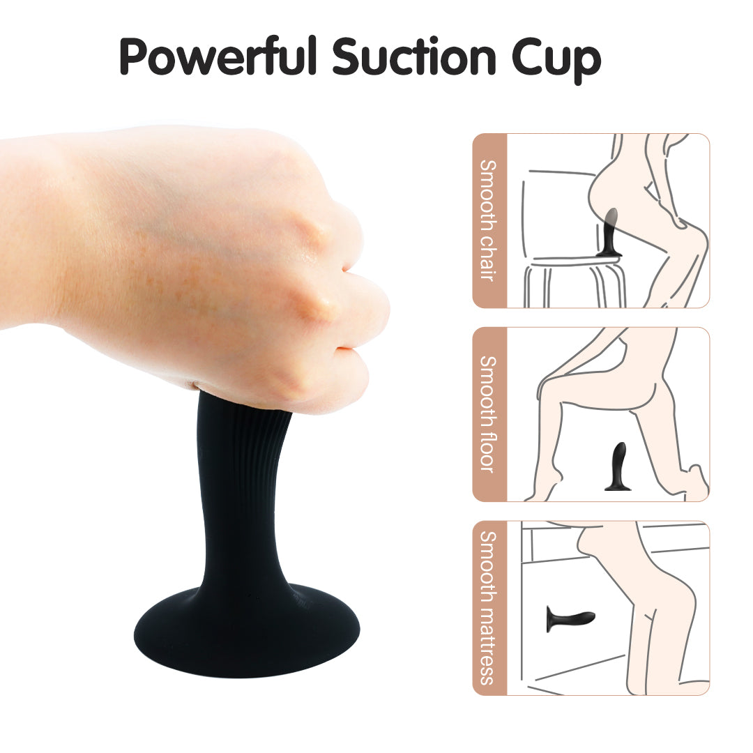 Marlon Suction Cup Dildo showing different use positions and "Powerful Suction Cup" text.