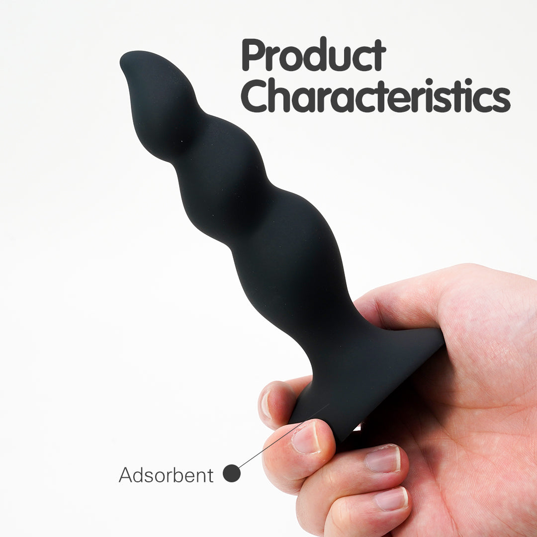 Nathan Beaded Black Anal Dildo with Suction Cup Base