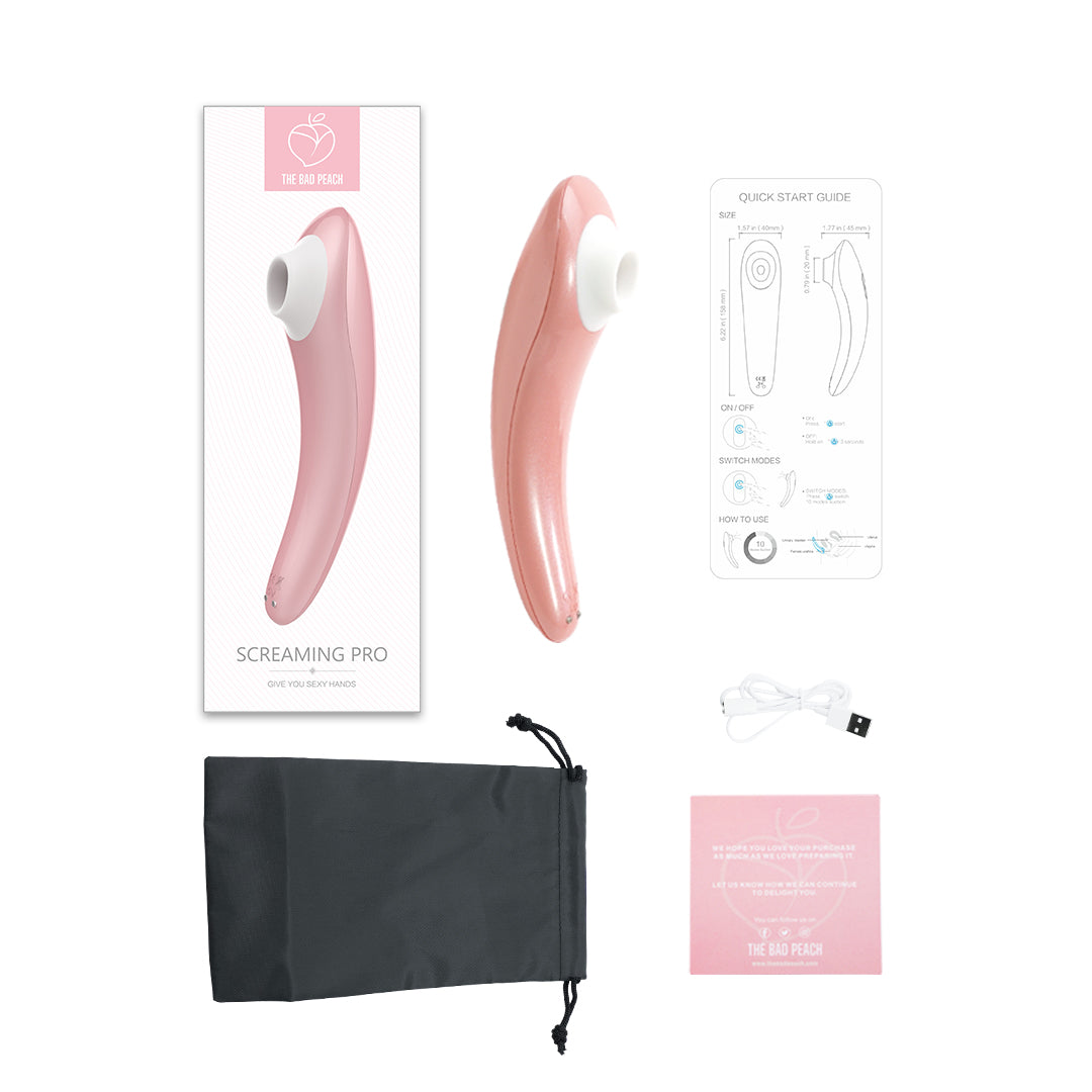 Sweet Scream Pro Clitoral Stimulator full product set, with user guide