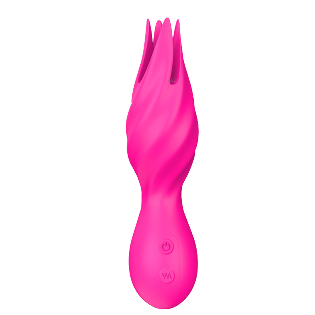 Pink lotus-shaped vibrator for clitoral stimulation