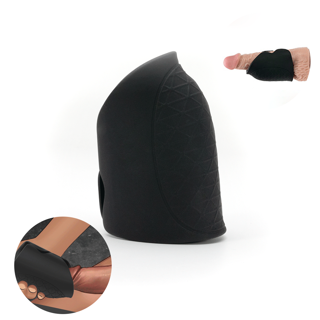 Galen Vibrating Male Masturbator, black, textured, hands-free device