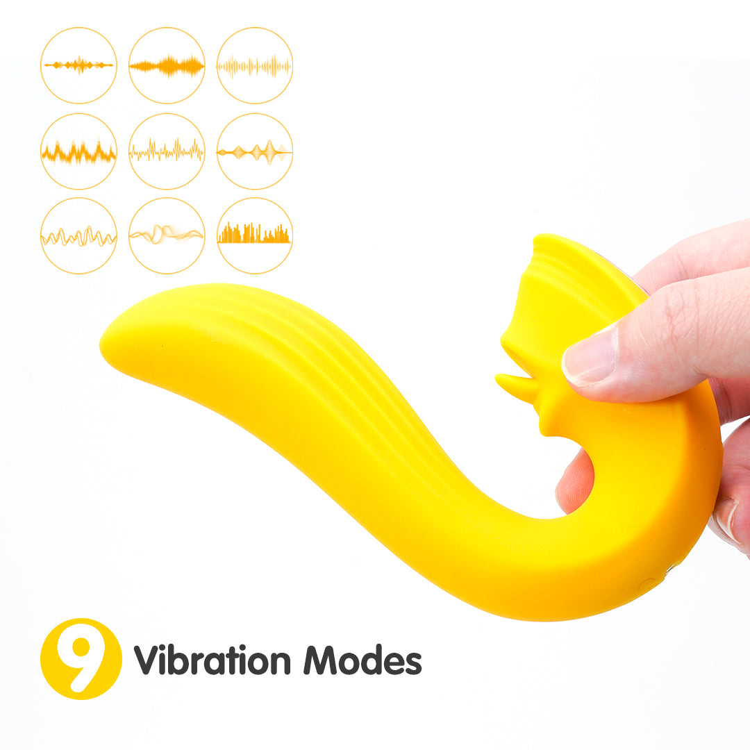 Yellow clitoral vibrator with 9 modes, Bad Peach Velvet Kiss