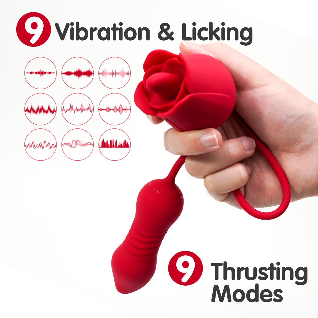 Rose Pro 7 Licking Clitoral Vibrator With Thrusting Egg Vibrator