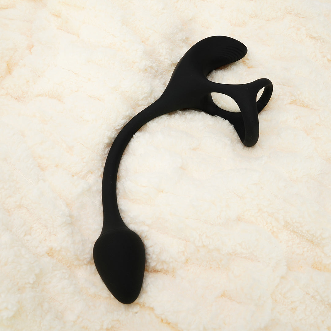 Black prostate massager and cock ring - CRADLE OF DEVIL product.