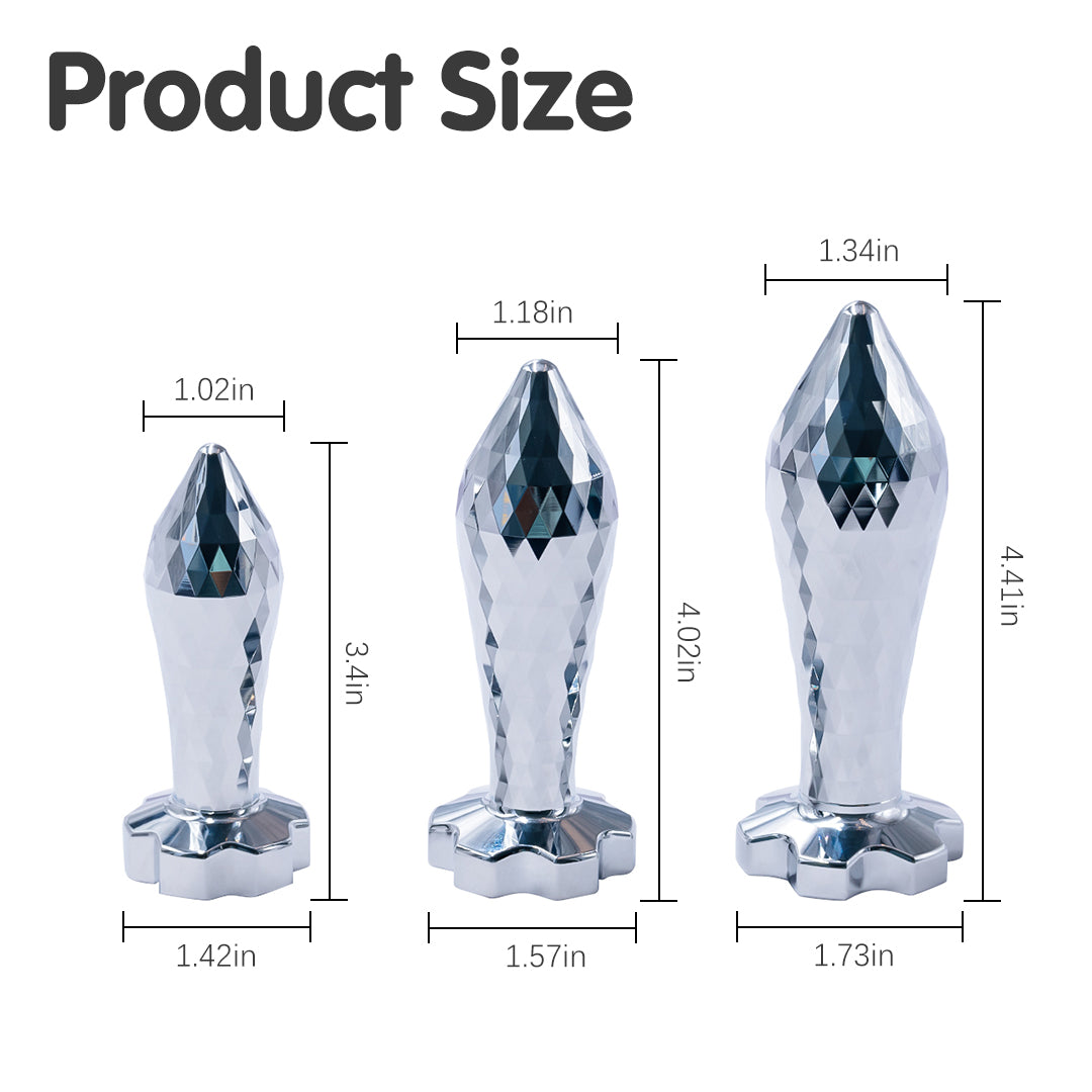 SparkSilver Diamond Rhombus Metal Butt Plug Set（3 Piece）