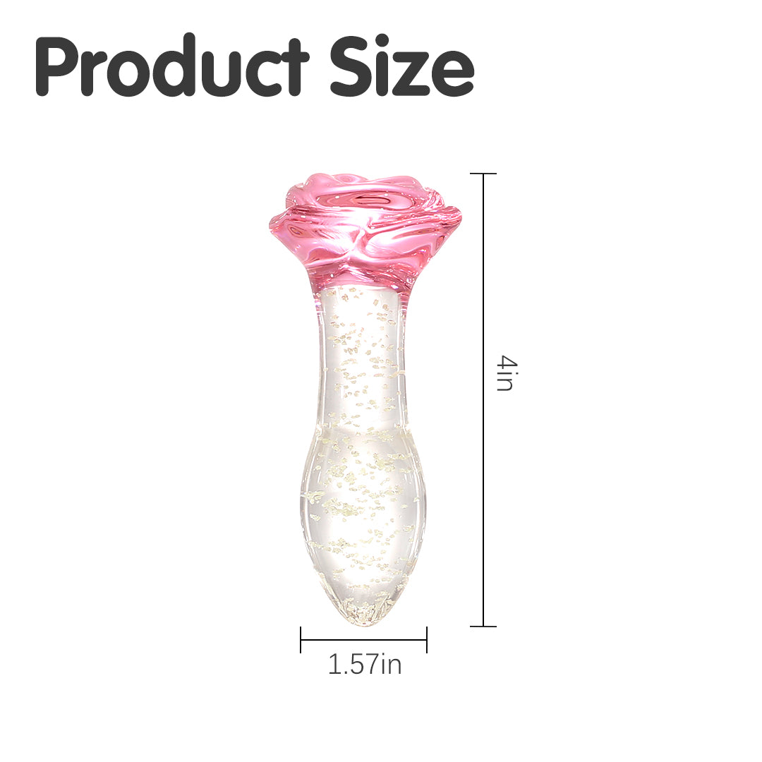 Rose Glass Luminous Butt Plug 4 Inch