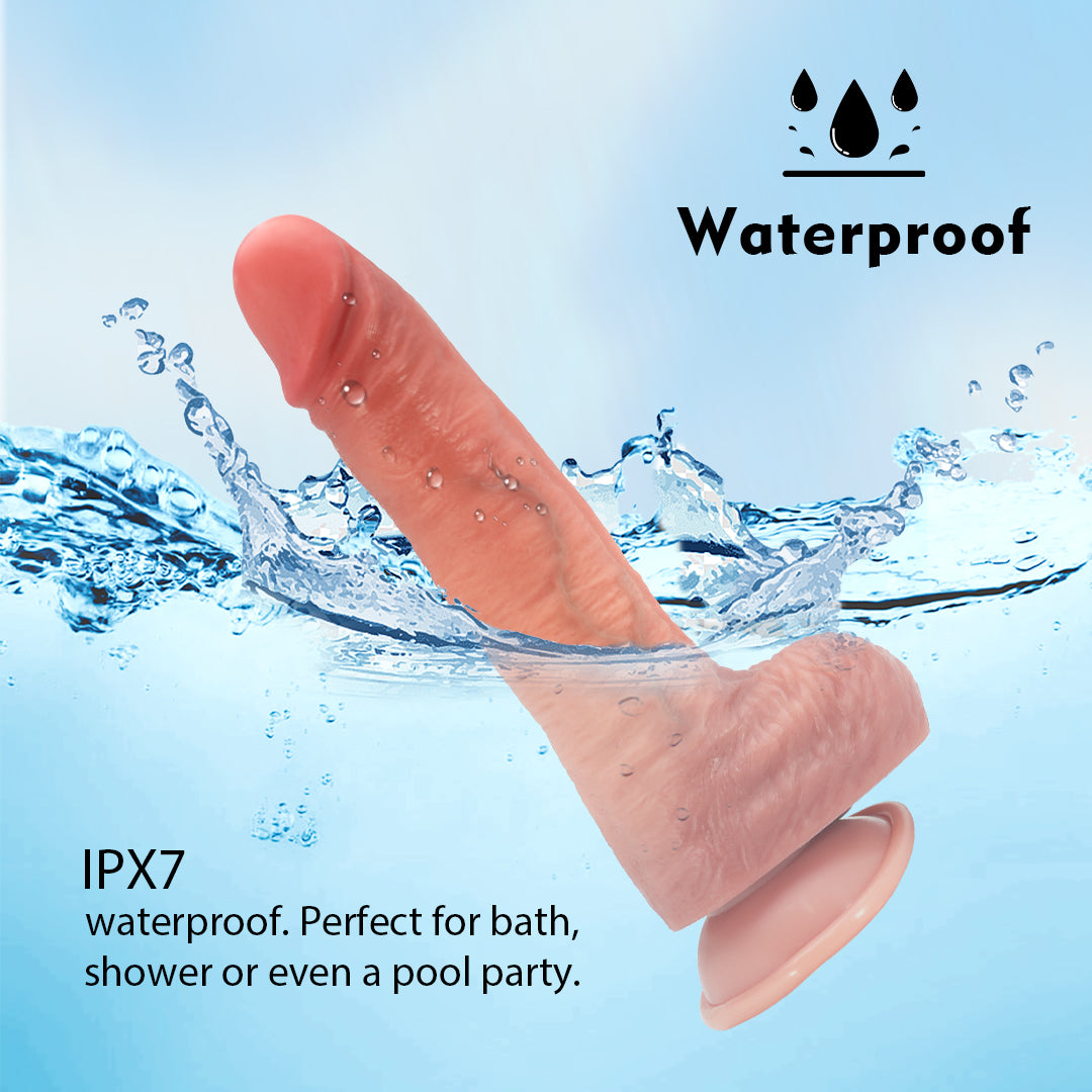 Vibrador dildo de 10.8 pulgadas Tidal Pleasure con función de empuje y chorro