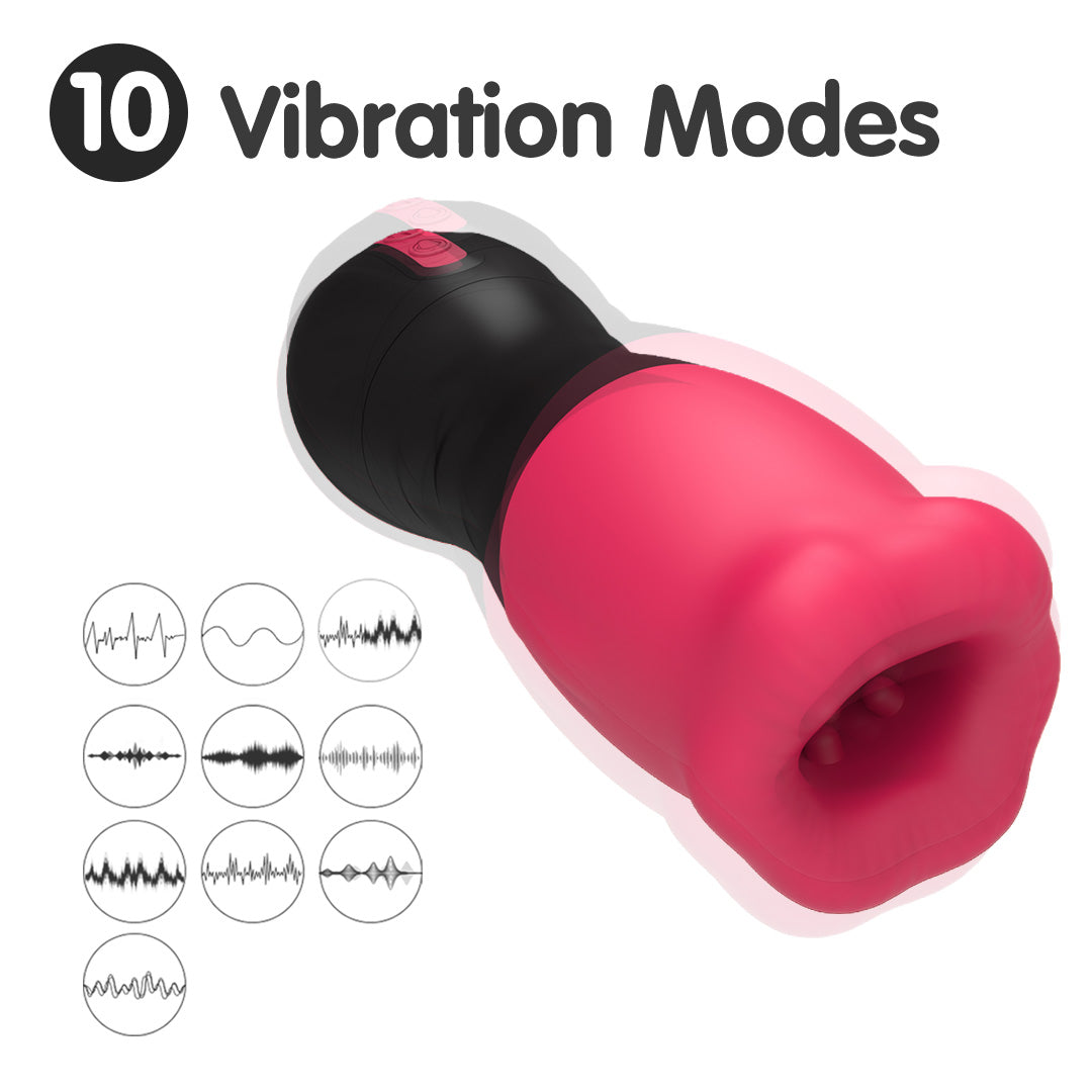 Cherry Lips Licking & Vibrating Male Masturbator