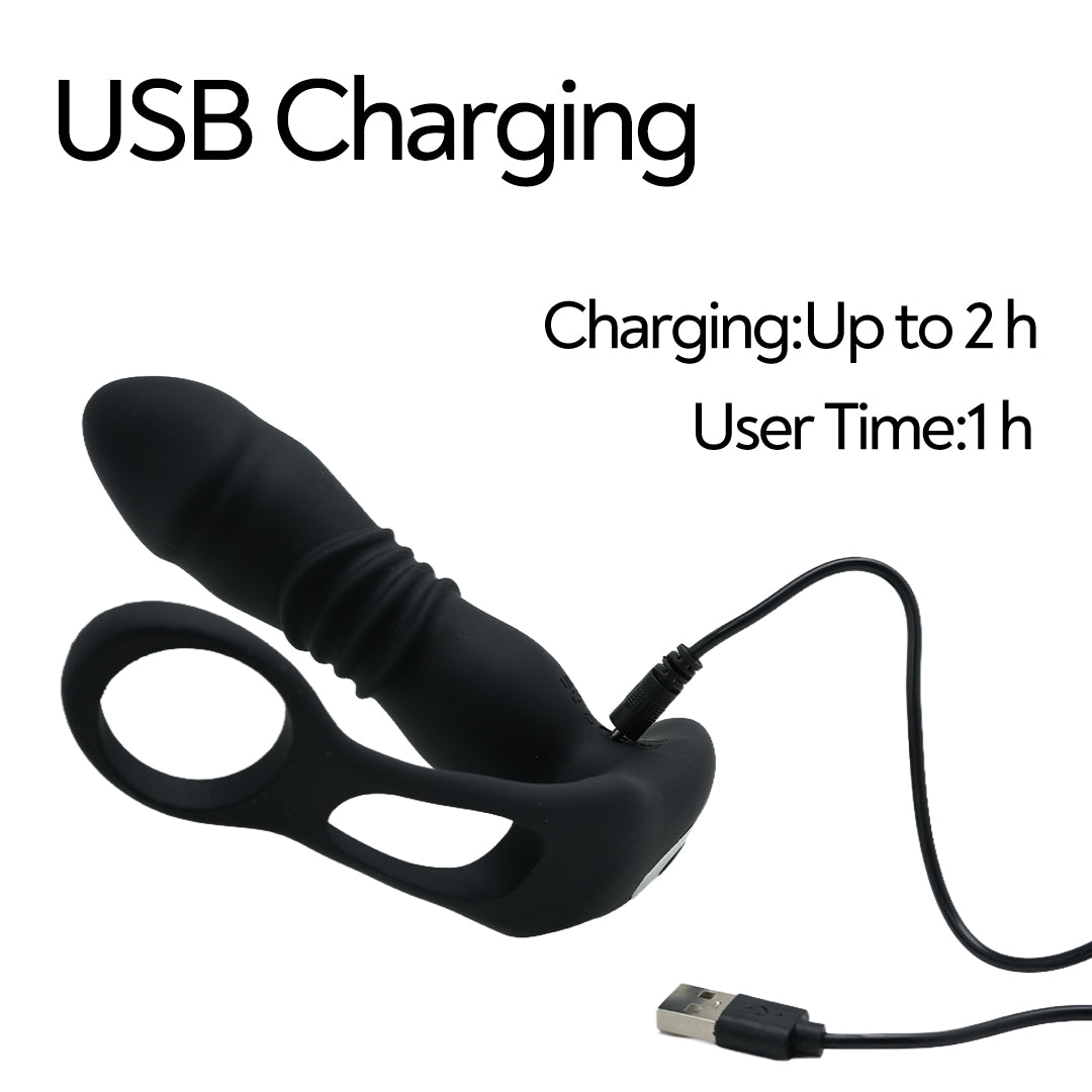 InnerGlo Rechargeable Remote Control Thrusting Prostate Massager Cock Rings