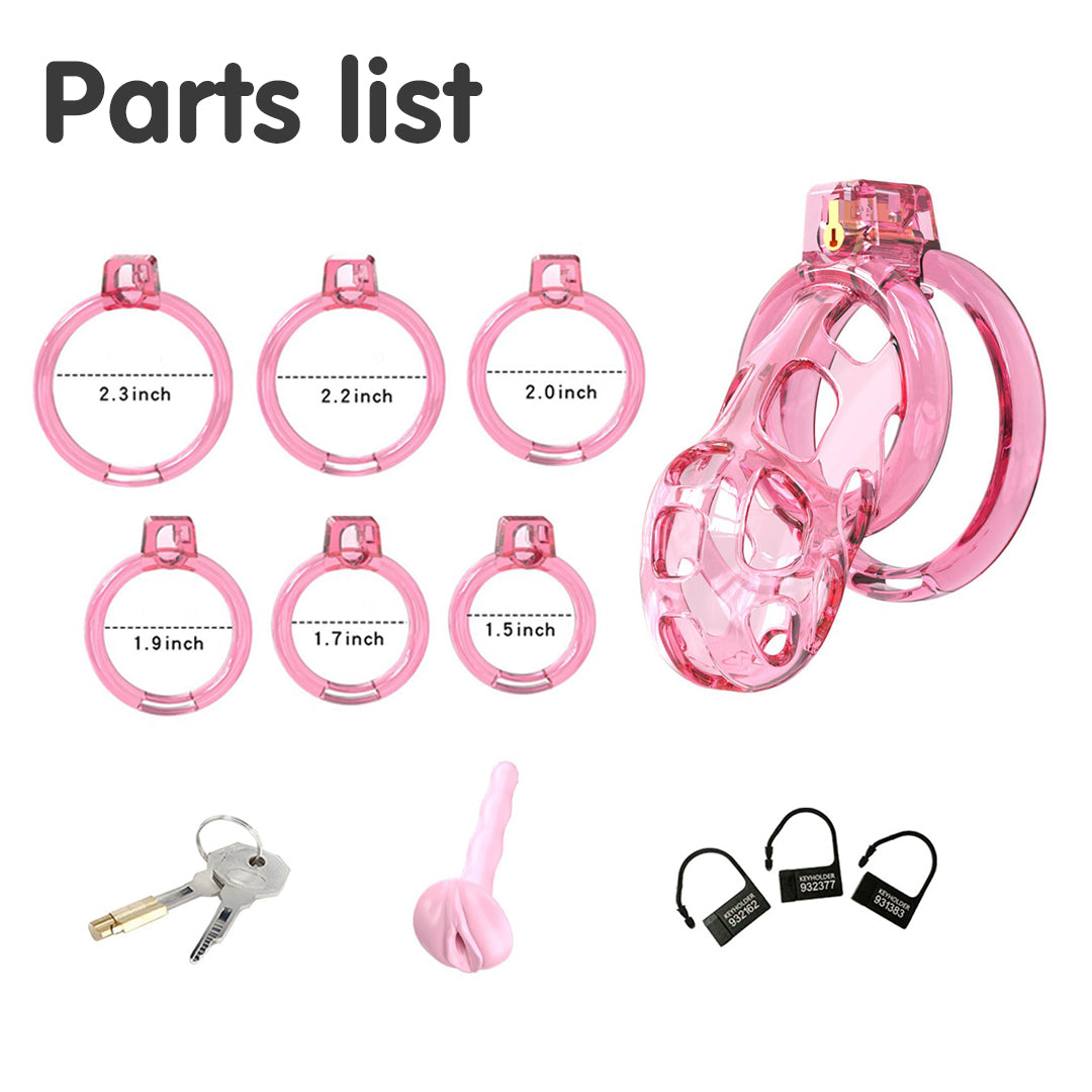 Pink Suger Chastity Cock Cage Kit