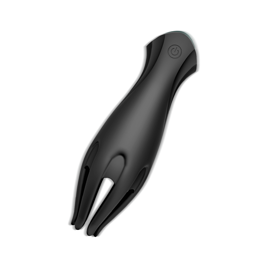 Noctis Sensitivity Training Masturbator, black ergonomic design with finger channels.