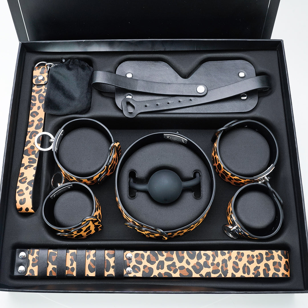 Leopard Print BDSM Bondage Set in Black Box