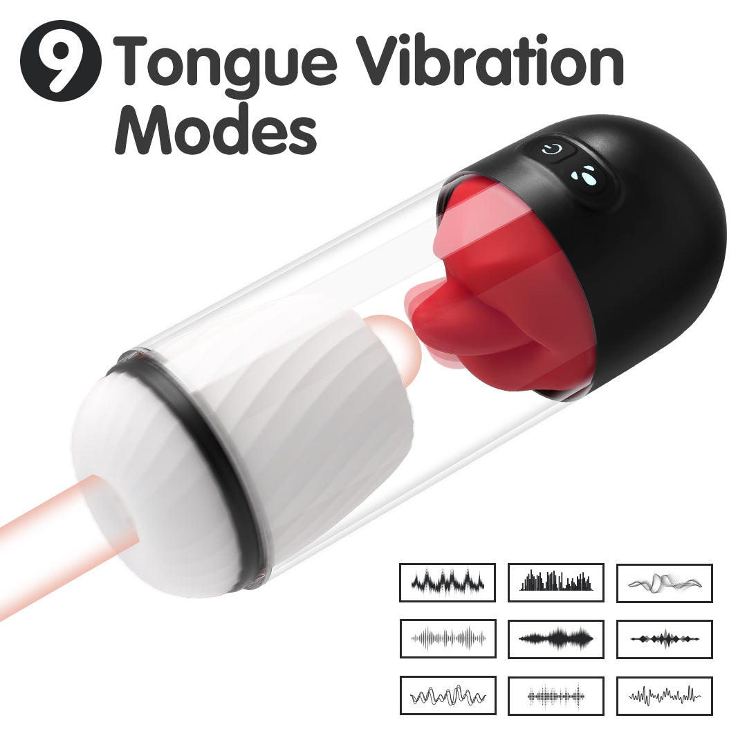 London 9 Tongue Licking Masturbator with 9 Vibration Modes