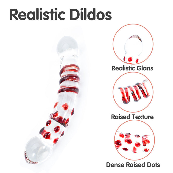 Crystal Bliss Ruby Spiral Glass Dildo Features