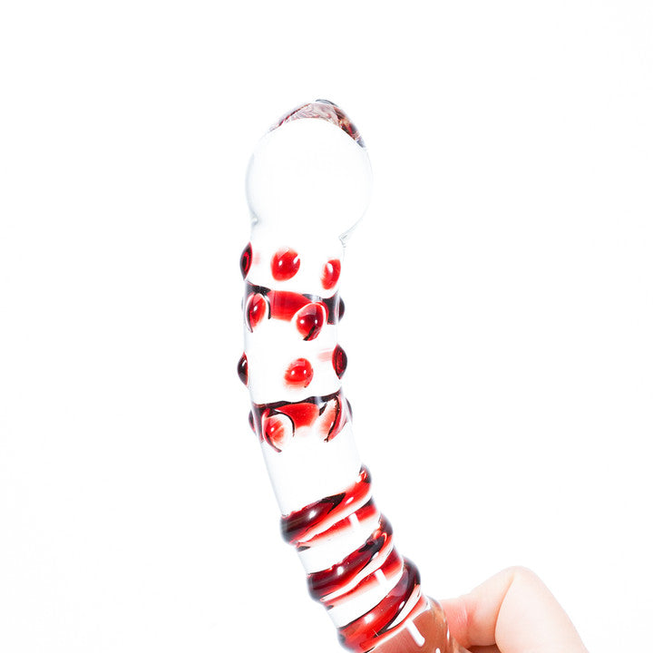 Crystal Bliss Ruby Spiral Glass Dildo 7 Inch detail