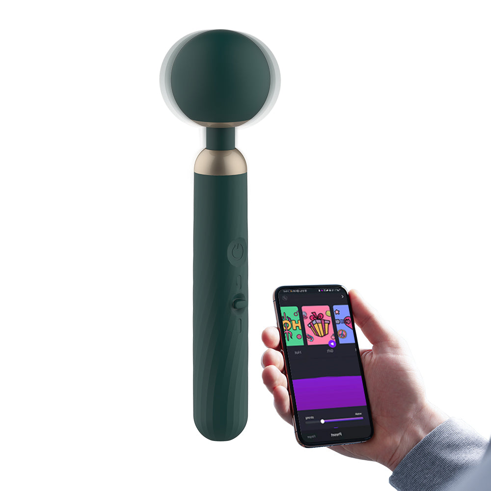 Zenith wand vibrator app control, teal and gold.